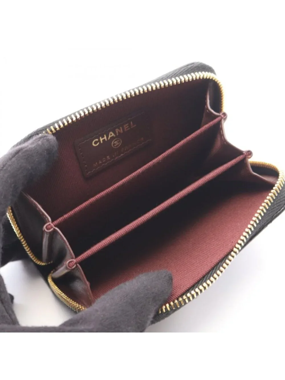 Chanel Coin Purse Classic Zip Quilted Black Caviar Leather